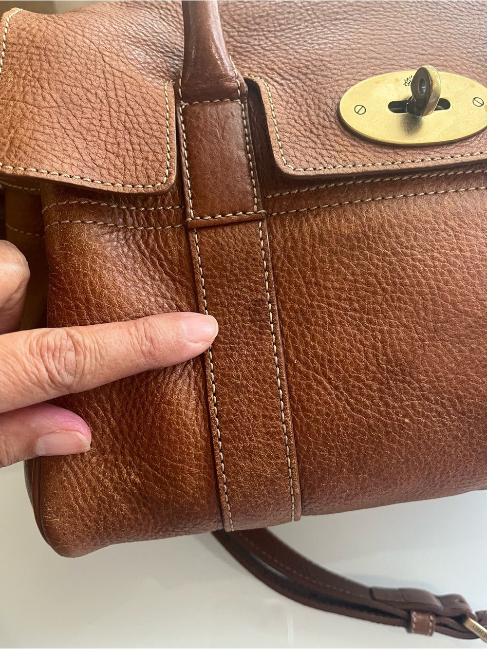 MULBERRY SMALL OAK BROWN GRAINED LEATHER BAYSWATER SATCHEL - Picture 6 of 16